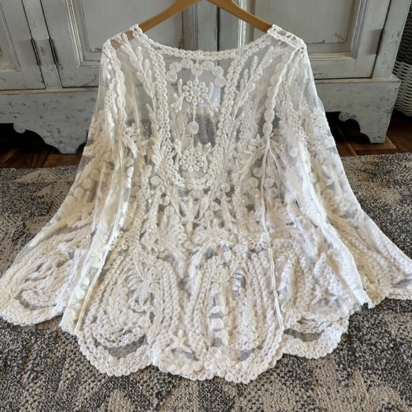 New White Lace Long Sleeve Gypsy Boho Blouse Top Feminine Sexy Women's Shirt - Picture 4 of 8